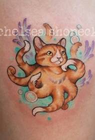 ऑक्टोपस पाय टॅटू नमुना सह मांडी रंग मांजर