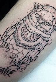 Stehenná, európska a americká sova, Sting Line, tetovací vzor