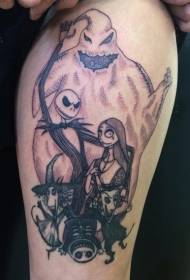Высокая симпатичная черная пара зомби с татуировкой призрака