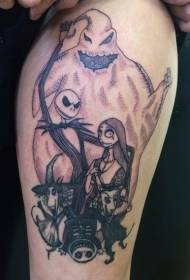 Coppia di zombi neri dall'aspetto bello alto con motivo a tatuaggio fantasma