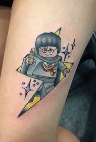 Modello di tatuaggi di lego di cartoon cartoon divertente