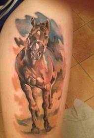 Wzór tatuażu noga akwarela wiatr koń