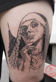 Бедра скица стил черно женски портрет татуировка модел