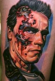 Modello di tatuaggio ritratto terminatore di colore
