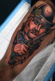 Retro styl kleurvolle man portret met 'n mes tattoo foto