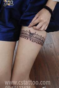Seó Tattoo Changsha Qilin Oibreacha Pictiúr: Áilleacht Thigh Lace Tattoo