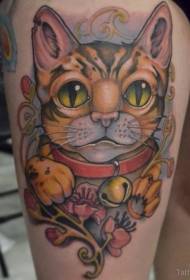 Новы школьны каляровы кот з малюнкам татуіроўкі кветкамі