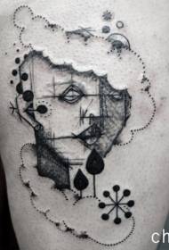 Corak tato potret ireng wong gaya Surreal