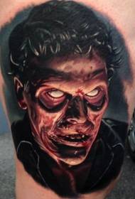 Motif de tatouage visage zombie horreur couleur