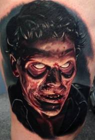Awọ ibanilẹru Zombie oju tatuu ilana