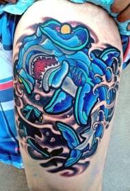 Mtundu wa tattoo yamatumbo a shark cartoon tattoo