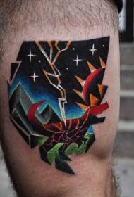 Nočna barvna noga pošast z vzorcem sončne tetovaže