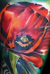 Leg color natural realistic flower tattoo picture