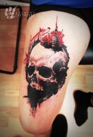 Modello di tatuaggio teschio stile moderno di colore delle gambe