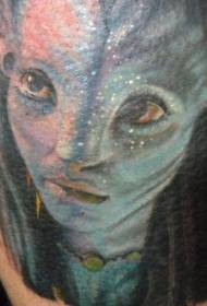 Modello di tatuaggio del ritratto della testa dell'avatar di colore della spalla