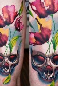 Ohromujúci vzor tetovania lebky lebky pre ženské nohy