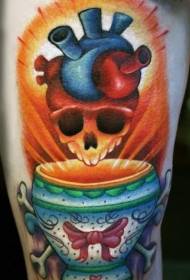 खोपड़ी टैटू के साथ पैर चित्रण शैली रंगीन कप