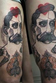 Leg color man portrait tattoo pattern