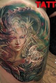 Izter koloreko emakumezko gerlari tatuaje eredu ederra