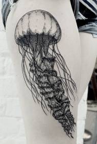 Reie realistlik musta joonega meduuside tätoveeringu muster