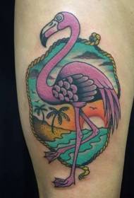 Слика ногу у боји ружичасте фламинго тетоваже
