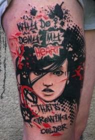 Ny skole stil farget lår kvinne tatovering bilde