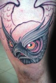 Nuovo modello di tatuaggio gufo colorato tradizionale incompiuto