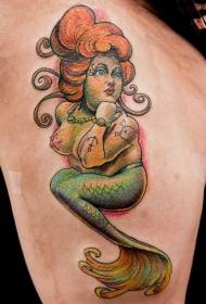 Boja bedara crtani mali sirena tetovaža uzorak