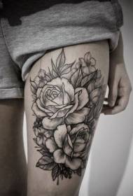 Crveno-bijela linija velikog ruža tetovaža uzorak