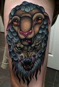 Lupu di malu di stile mudernu à cugliera cù motivi di tatuaggi di pecuri