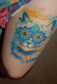 Coscia magica brillante gatto e fiore occhio disegno del modello del corpo