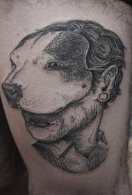 Kuzuia umri wa shule nyeusi mbwa mask muundo wa tattoo