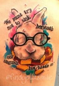 Lábszínű vicces okos szemüveg nyúl tetoválás minta
