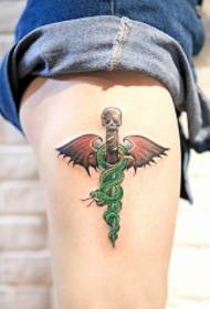 Thigh snake at dagger wings bungo ng personalized na pattern ng tattoo