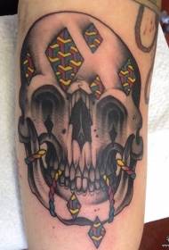 Patrón de tatuaje de calavera de personalidad de escuela de muslo