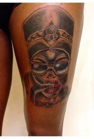 Leg color old school egyptian woman tattoo