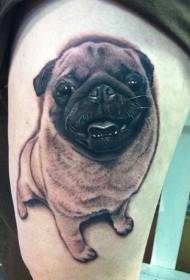 Motif de tatouage mignon caniche sur la cuisse