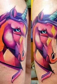 Pola tato unicorn paha berwarna-warni