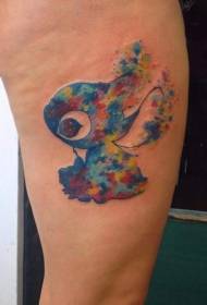 Oberschenkel Aquarell Stil Cartoon Splash Ink Tattoo Muster