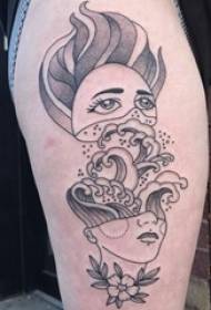 Školačka stehna na černé čáře skica literární abstraktní obrázek tetování obrázek