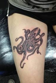 Female legs black brown octopus tattoo pattern