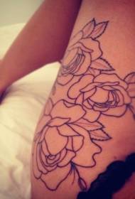 Legs zvinonakidza dhizaini yakasviba rose tattoo