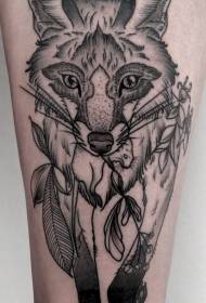 Isikebhe sokuqopha isitayela esimnyama nesitayela se-fox tattoo