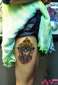 Gambar tato paha dewa gajah Thailand