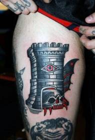 Ben svart mystisk demon torn vingar skalle tatuering mönster