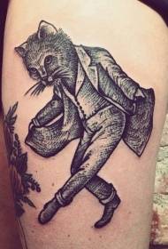 Modello di tatuaggio tratto coscia gatto nero coscia