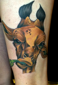 Боја цртани жирафа глава храна биљка тетоважа узорак