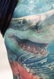 Kubwa kweli nzuri rangi nzuri shark tattoo mtindo