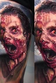 Tatuaggio ritratto di uomo raccapricciante horror di colore delle gambe
