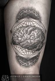 Lår, fantastisk punkt, geometrisk collage og tatoveringsmønster i hjernen
